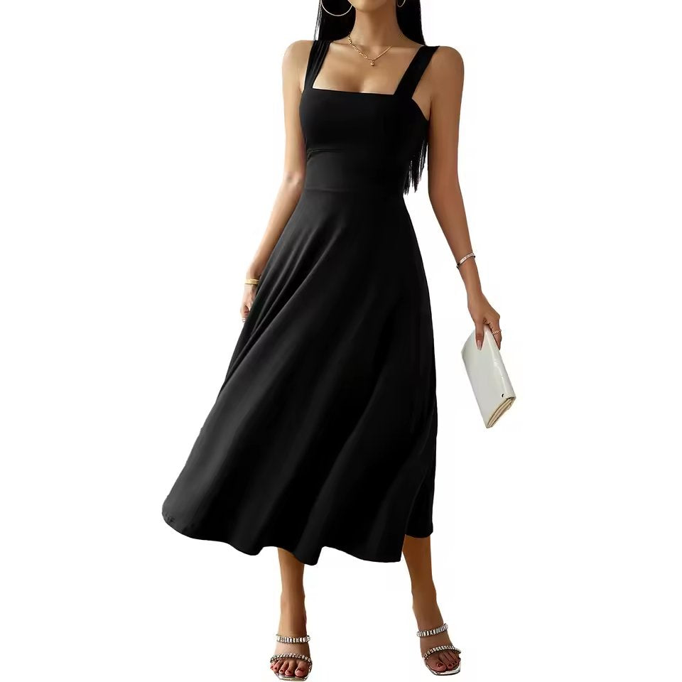 Elegant Solid Color Strapless Dress In Black And Pink For Plus Size Women New 2025 Fashionable Sleeveless Gown From Mainland Chi