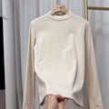 Versatile High-End Small Stand Collar Base Shirt Women'S Inner Wear Half High Collar High Quality Top Cotton Long Sleeve