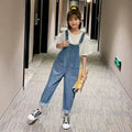 2026 Summer Kids Overalls Jeans For Girls Children Denim Jumpsuit Pockets Spring Teens Lady Miss Suspender Trousers 5 9 12 Year