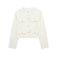 Women'S Golden Button Jacket Coat, O Neck, Long Sleeve, Female Outerwear, Chic Tops, Fashion