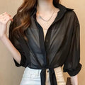 New 2026 Summer Women'S Chiffon Sun Protection Shirt Thin Outerwear Top With Skirt Outer Layer Cardigan Small Shawl