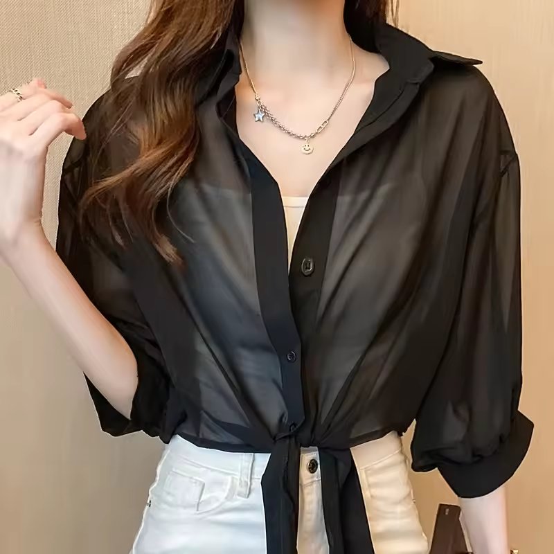 New 2026 Summer Women'S Chiffon Sun Protection Shirt Thin Outerwear Top With Skirt Outer Layer Cardigan Small Shawl